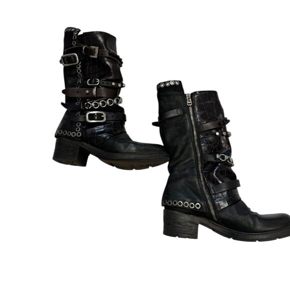 A.S.98 Rock & Roll Black Leather Moto Boots EU 39 US 8.5–9 - Picture 5 of 5